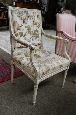 Lot 1278 - A Regency Style Painted Open Armchair, with...