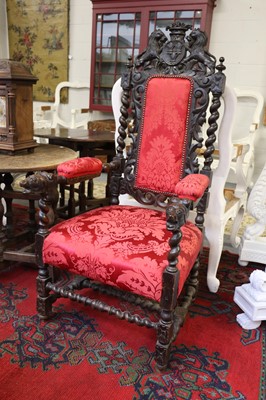 Lot 1171 - A 19th Century Oak Open Arm Chair, part...