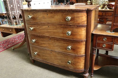 Lot 1309 - A George IV Mahogany Bow Front Chest of Four...