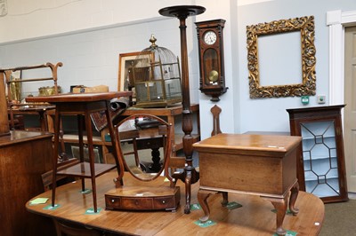 Lot 1326 - A Mahogany Workbox, raised on plain cabriole...