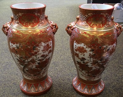 Lot 180 - A Pair of Japanese Meiji Period Kutani Vases,...