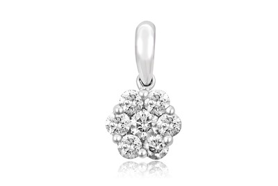 Lot 2304 - An 18 Carat White Gold Diamond Cluster Pendant...