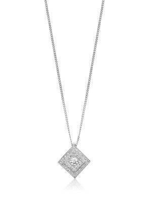 Lot 2270 - A Diamond Pendant on Chain the rectangular...