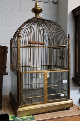 Lot 1377 - A Brass Parrot Cage, with pointed finial, 105cm