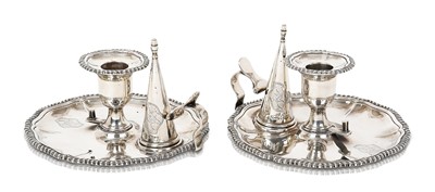 Lot 2108 - A Pair of Victorian Silver Chamber-Candlesticks