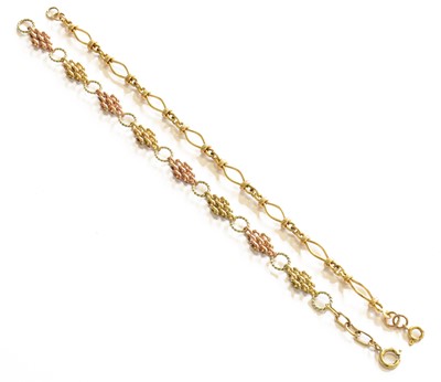 Lot 228 - A 9 Carat Gold Fancy Link Bracelet, length...