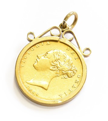 Lot 191 - A Half Sovereign Pendant, dated 1866, length 2....