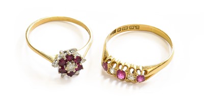 Lot 214 - An 18 Carat Gold Ruby and Diamond Five Stone...