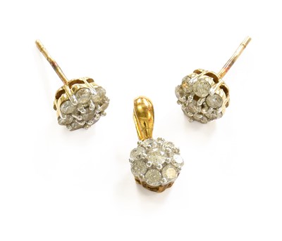 Lot 235 - A 9 Carat Gold Diamond Cluster Pendant and...