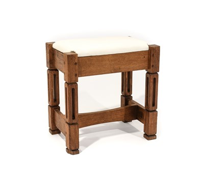 Lot 269 - An Arts & Crafts Oak Stool, with upholstered...