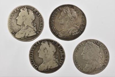 Lot 194 - 4 x George II, Shillings to include: 1731 obv....