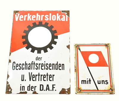 Lot 2257 - A German Labour Front (DAF) Enamel Sign, in...