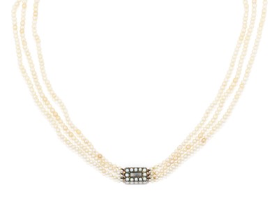 Lot 2336 - A Three Row Seed Pearl Necklace