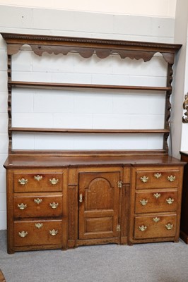 Lot 1113 - An Oak Dresser and Rack, 18th century, the...