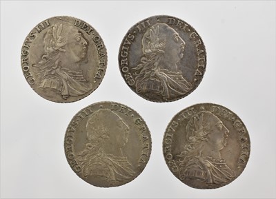 Lot 205 - 4 x George III, Shillings 1787, obv. old...