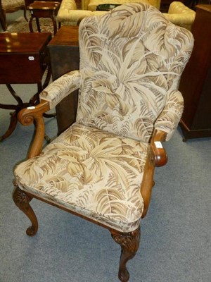 Lot 1271 - An Early Georgian Style Walnut Open Armchair, circa 1920, the padded back support, arms and...