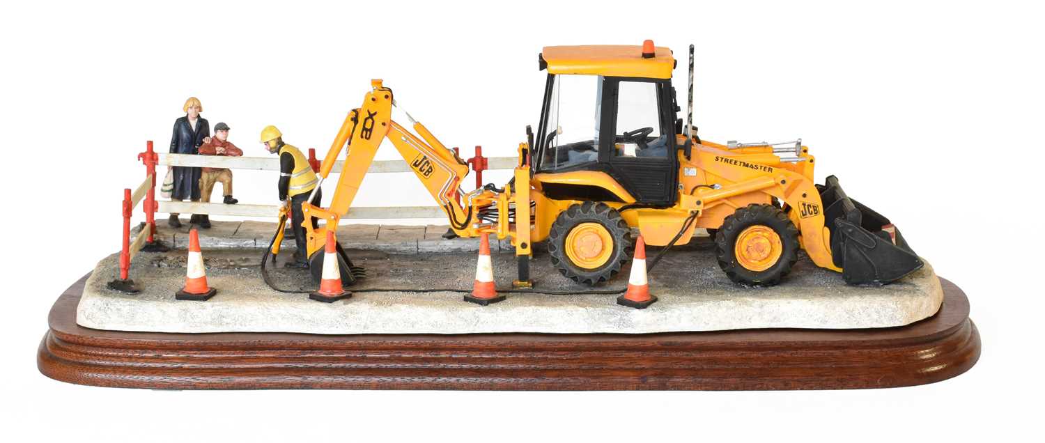 Lot 1023 - Border Fine Arts 'Essential Repairs' (Workman with JCB Back Hoe)