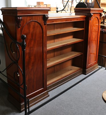 Lot 1230 - A Mahogany Breakfront Bookcase, with...