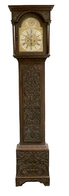 Lot 576 - A Carved Oak Eight Day Longcase Clock, signed...