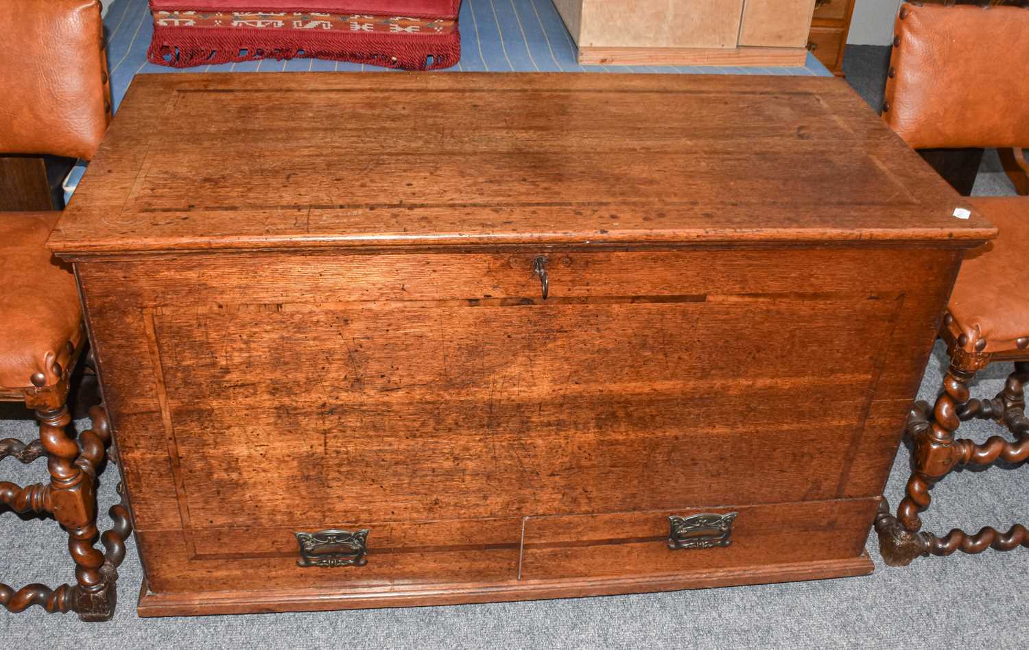Lot 1310 An Oak Blanket Chest, late 19th/early 20th
