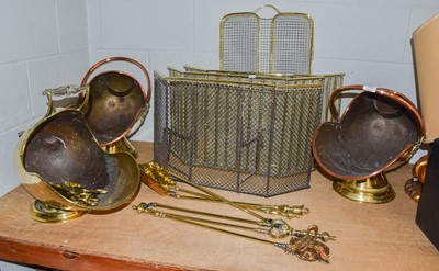 Lot 312 - Collection of Brass and Copper Fire...