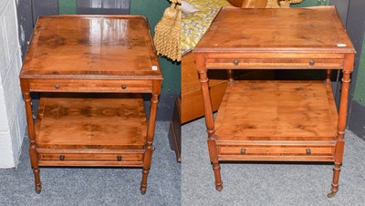 Lot 1283 - A Pair of Modern Yew Wood Bedside Tables, 47cm...