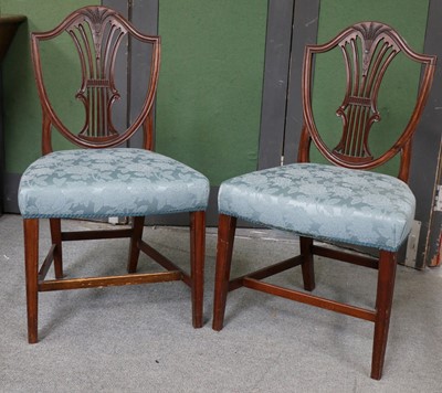 Lot 1153 - A Pair of Mahogany Framed Shield Back Dining...