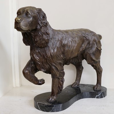 Lot 111 - A Large Bronze Sculpture of a Spaniel, raised...