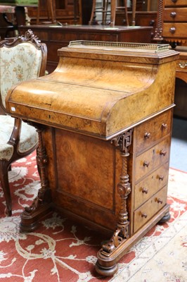 Lot 1185 - A Victorian Burr Walnut Davenport, 58cm by...