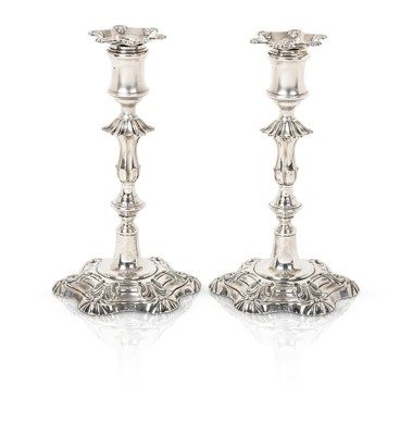 Lot 2101 - A Pair of Victorian Silver Candlesticks