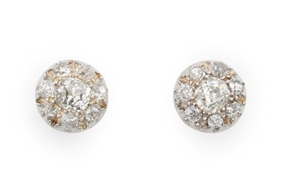 Lot 2331 - A Pair of Diamond Cluster Earrings the old cut...