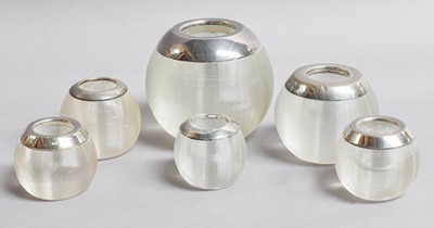 Lot 144 - A Group of Six Silver Mounted Glass Match...