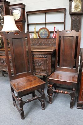 Lot 1161 - A Pair of Highback Oak Chairs, late 17th...