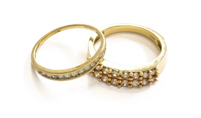 Lot 186 - Two 9 Carat Gold Diamond Half Hoop Rings,...