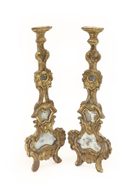 Lot 403 - A Pair of Italian Mirror-Mounted Giltwood and...