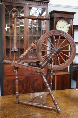 Lot 1156 - A 19th Century Oak Spinning Wheel