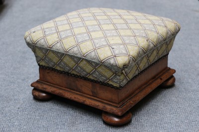 Lot 1222 - A Mahogany Footstool, 19th century, of square...