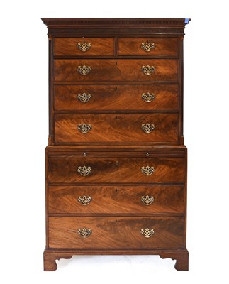 Lot 500 - A George III Mahogany Chest on Chest, late...