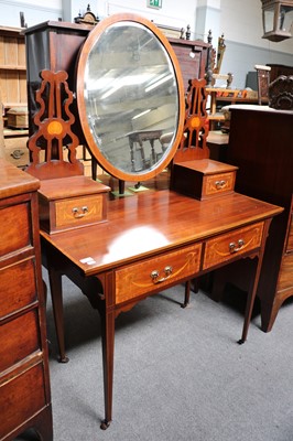 Lot 1340 - An Edwardian Inlaid Mahogany Dressing Table,...