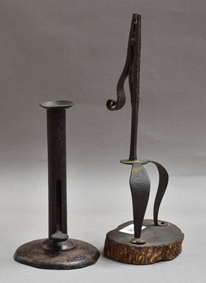 Lot 358 - An Iron Rushlight, 18th century, of scissor...