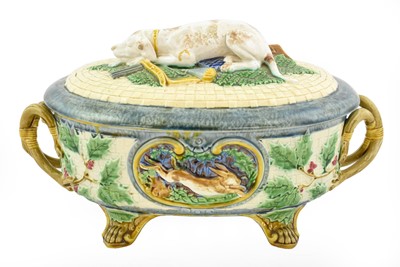 Lot 250 - A Minton Majolica Game Pie Tureen, Cover and...
