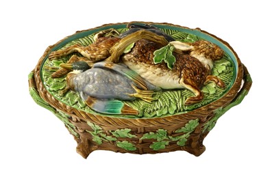 Lot 141 - A Minton Majolica Game Pie Dish and Cover,...