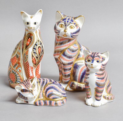 Lot 161 - Four Royal Crown Derby Cat Paperweights, all...