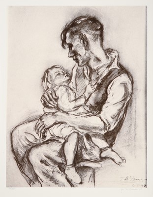 Lot 14 - Tom McGuinness (1926-2006) "Miner and Child"...