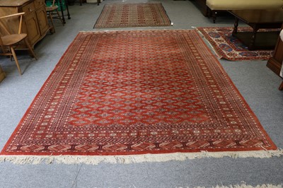 Lot 1010 - A Lahore 'Bukhara' Carpet, the terracotta...