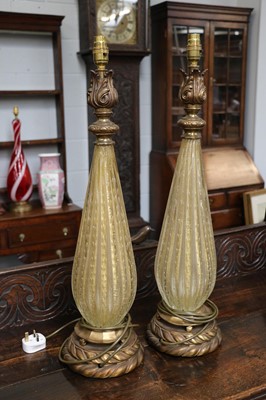 Lot 263 - A Pair of Tapering Glass Table Lamps