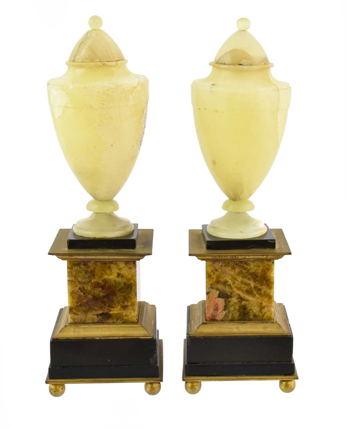 Lot 591 - A Pair of Gilt Metal Mounted Blue John, Onyx...