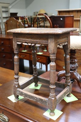 Lot 1189 - An Oak Joint Stool, 18th century, the moulded...