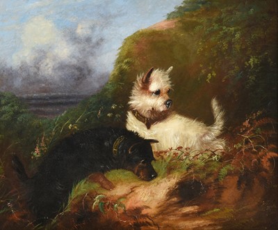 Lot 1011 - J* Langlois (fl. 1885-1904) Terriers at a...