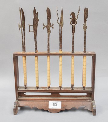 Lot 60 - A Miniature Chinese Weapons Rack, housing a...